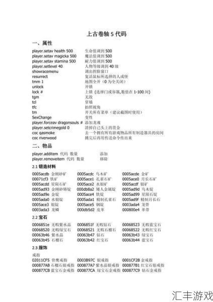 上古卷轴5金币获取代码(上古卷轴五重制版负重代码)